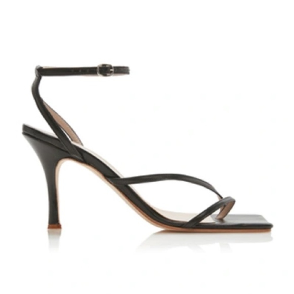 A.w.a.k.e mode asymmetric strap square toe leather heeled sandals- size 37 - Picture 7 of 8